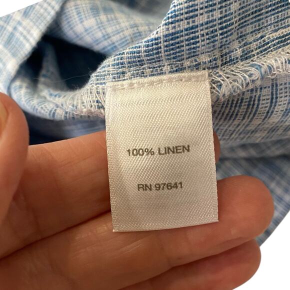 J.Jill ~Pure Jill Linen Wrap Tunic Blue ~Agate/White ~ size LARGE - Picture 9 of 13